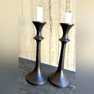 Crate & Barrel Emmett Taper Candle Holders (2)